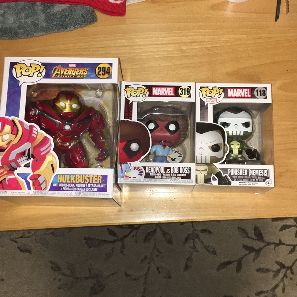 Hulkbuster, punisher, and Deadpool as Bob Ross pop
